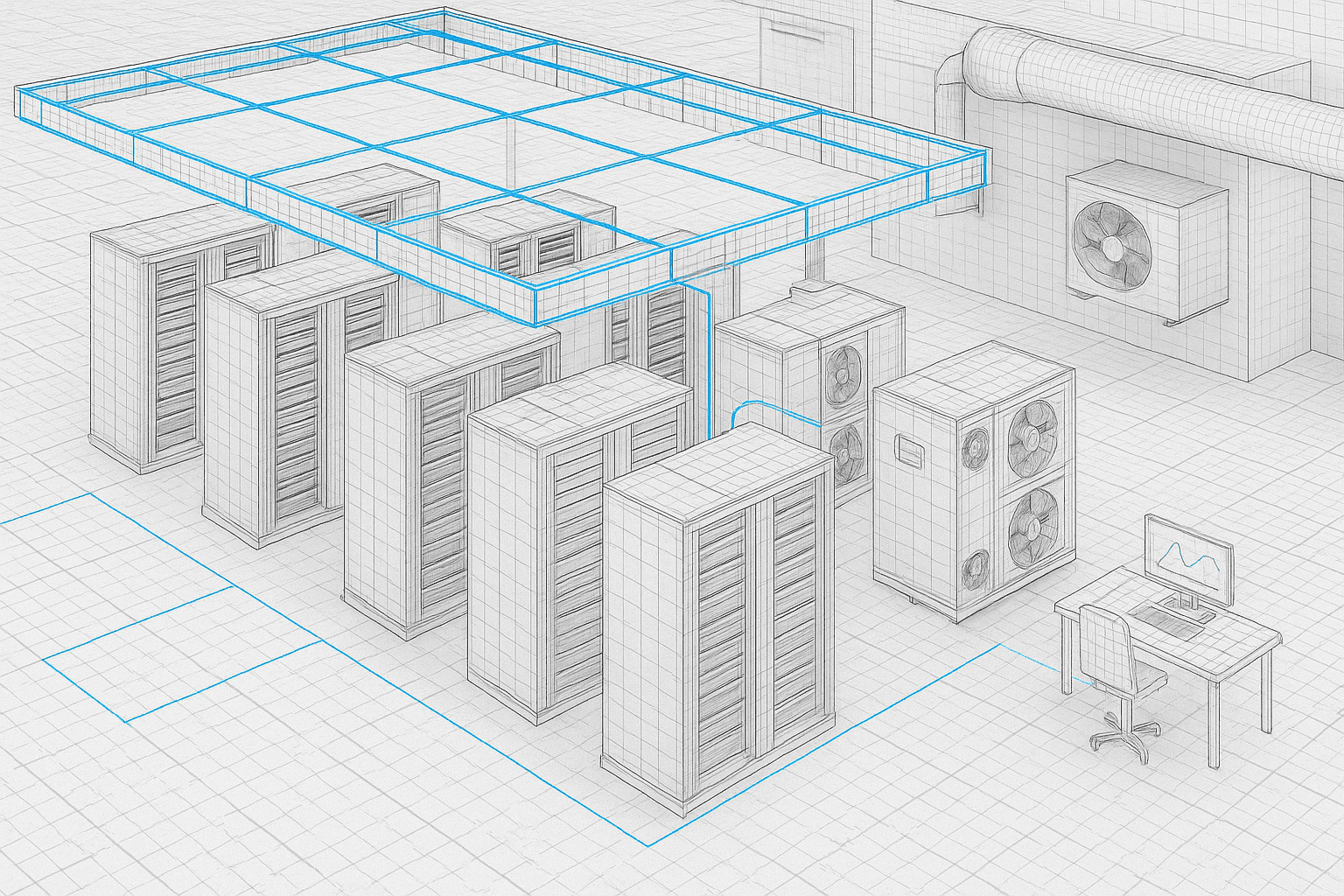 An intelligent data-centre model with highlighted building systems